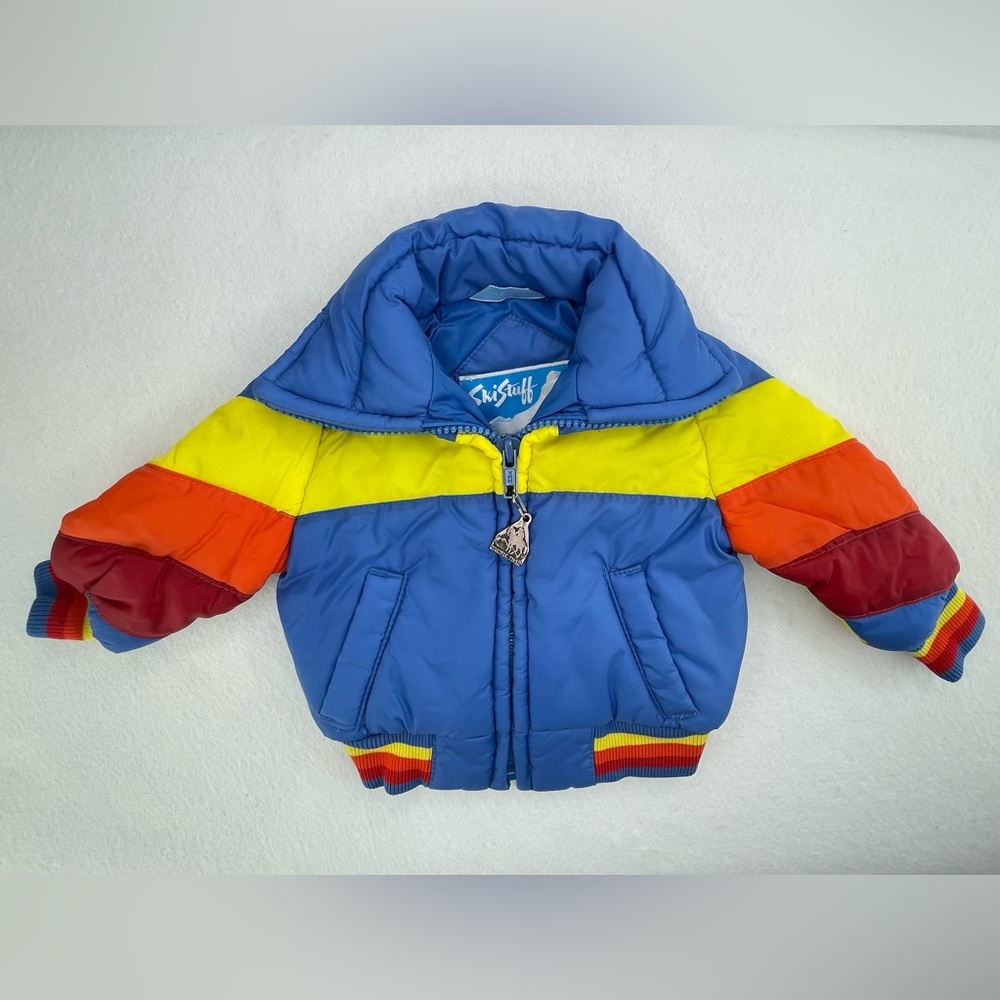 VTG Ski Stuff By Pacific Trail Jacket Baby 0-6 Months Rainbow Zip Up Puffer